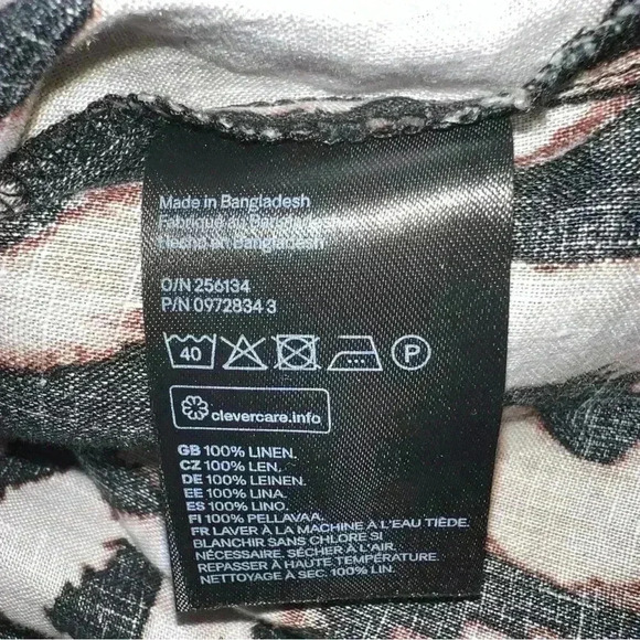 100% linen leopard print button down oversized top nwot size xs fits like M - Picture 6 of 10